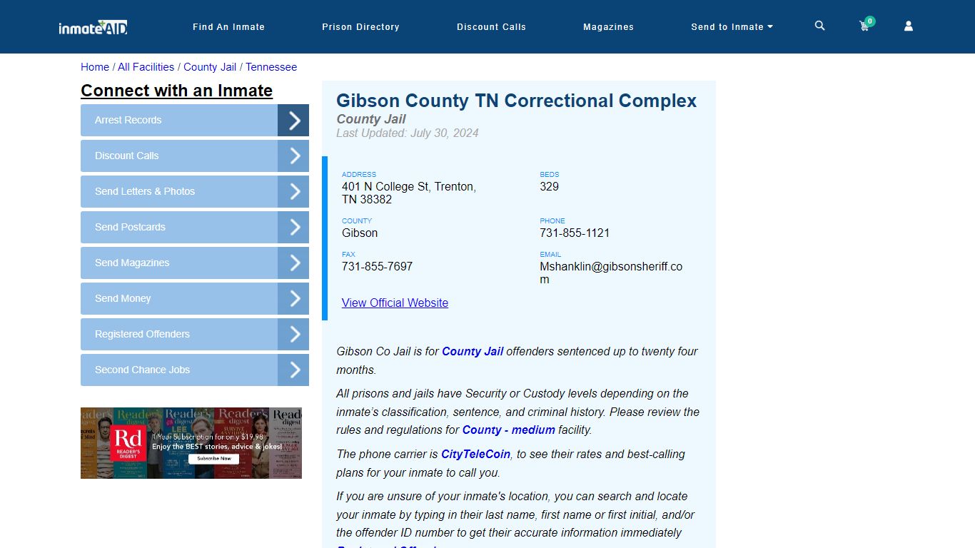 Gibson County TN Correctional Complex - Inmate Locator